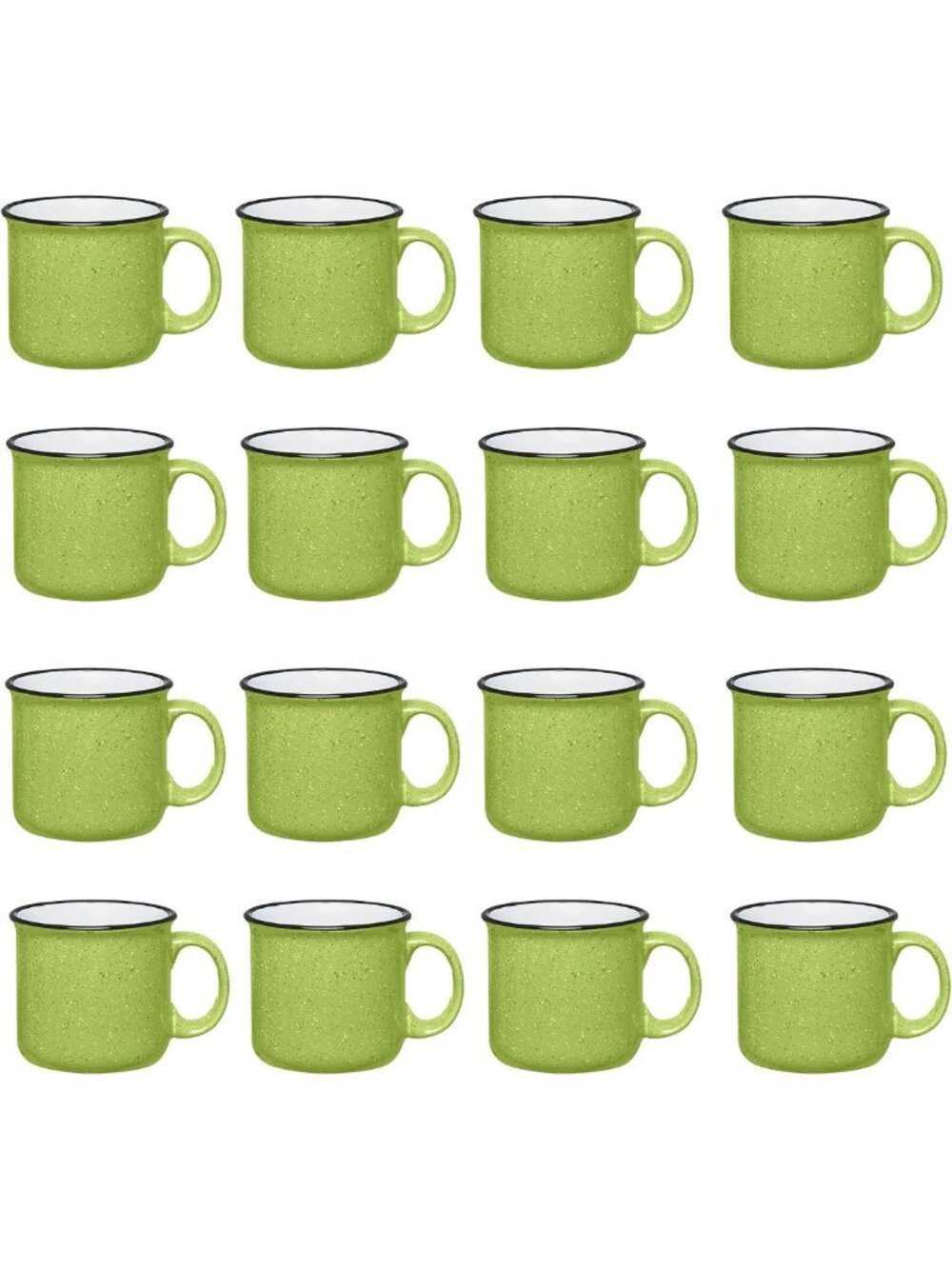 16 Ceramic Campfire Mugs - 15 Oz Lime Coffee & Tea Cups for Home, Travel, DIY